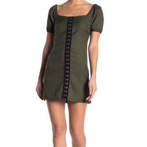 NWT Wild Honey Green Checkered Mini Dress - L